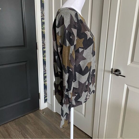 White + Warren 100% Cashmere Multicolored Star Print Crewneck Sweater Size S - Picture 2 of 7